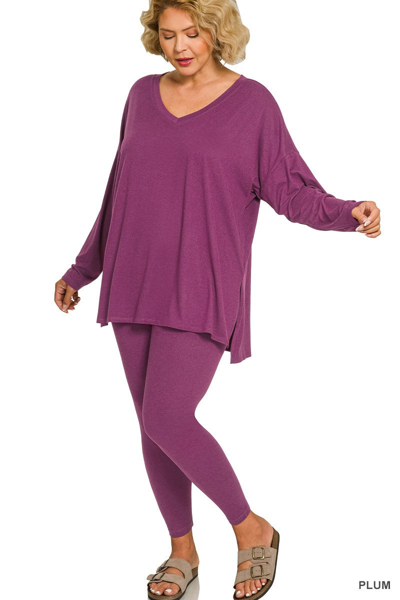 V Neck Plus legging set