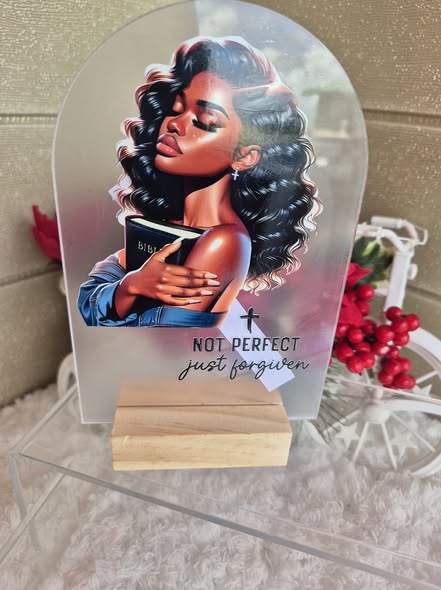 Not perfect just forgiven plaque with stand