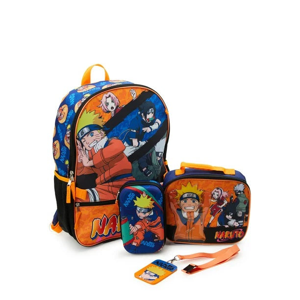 17" Backpack and Lunch Bag Set, 4-Piece, Black