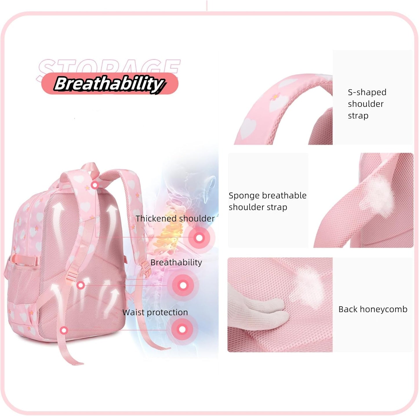 Girls Backpack Set Heart-print
