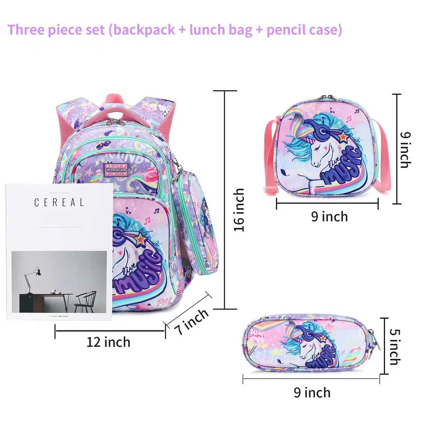 Unicorn backpack set