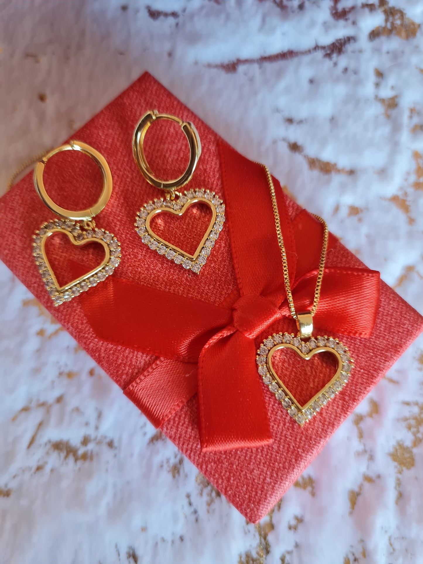 Heart Diamante Necklace set