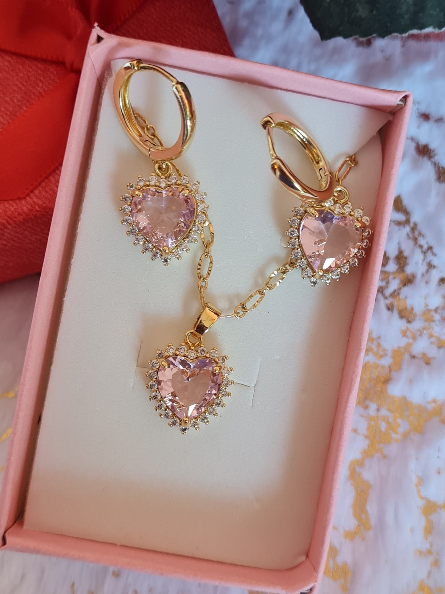 Heart Diamante Chain set