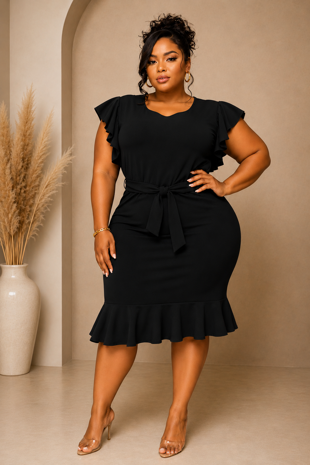 Ruffle me down plus dress