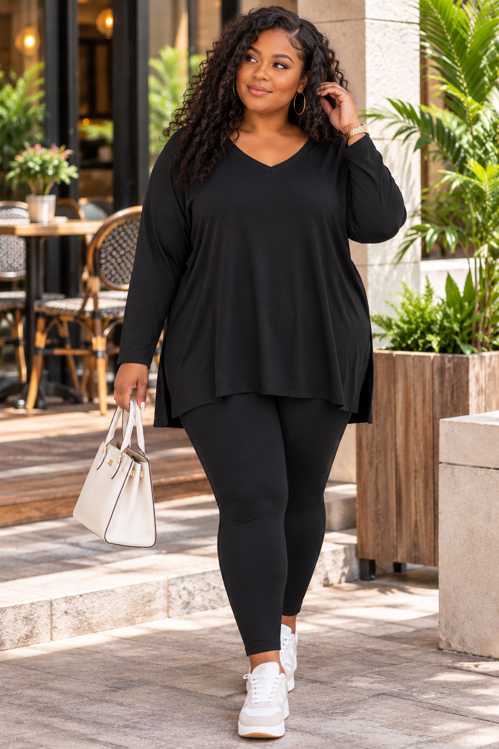 V Neck Plus legging set