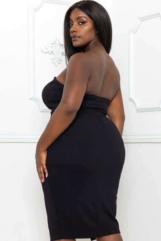 Textures Fabric Tube Plus Size Midi Dress
