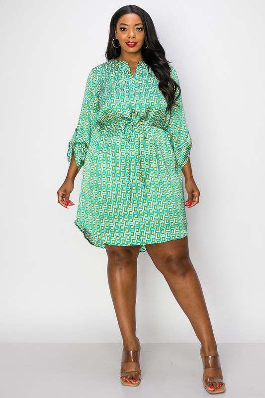 Plus satin shirt dress