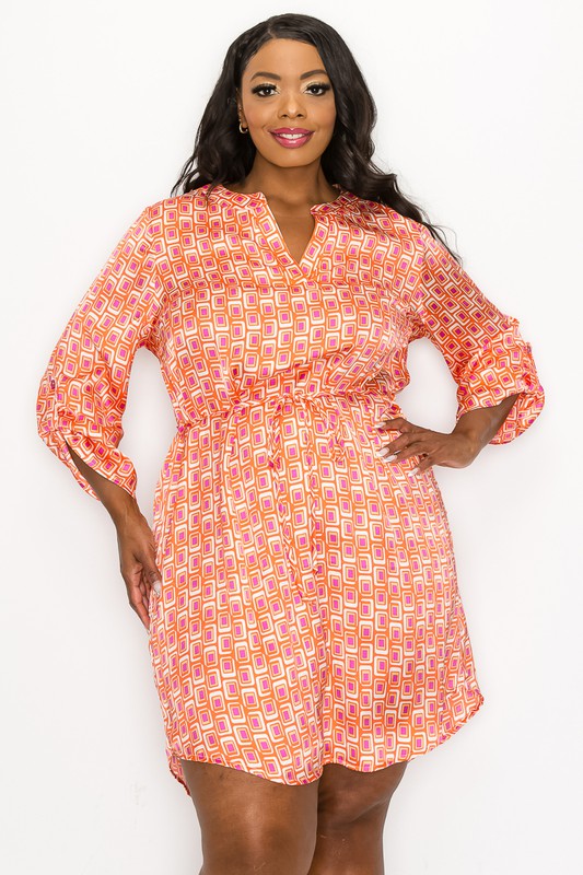 Plus satin shirt dress