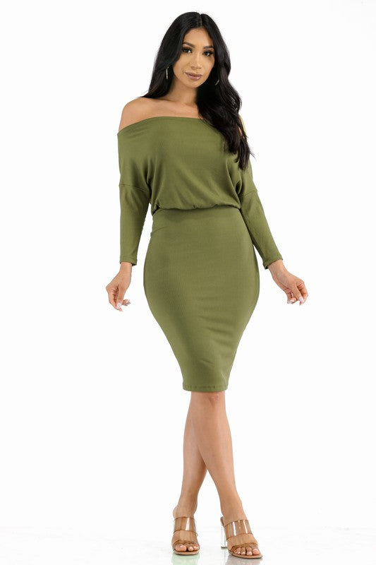 Off shoulder plus dress
