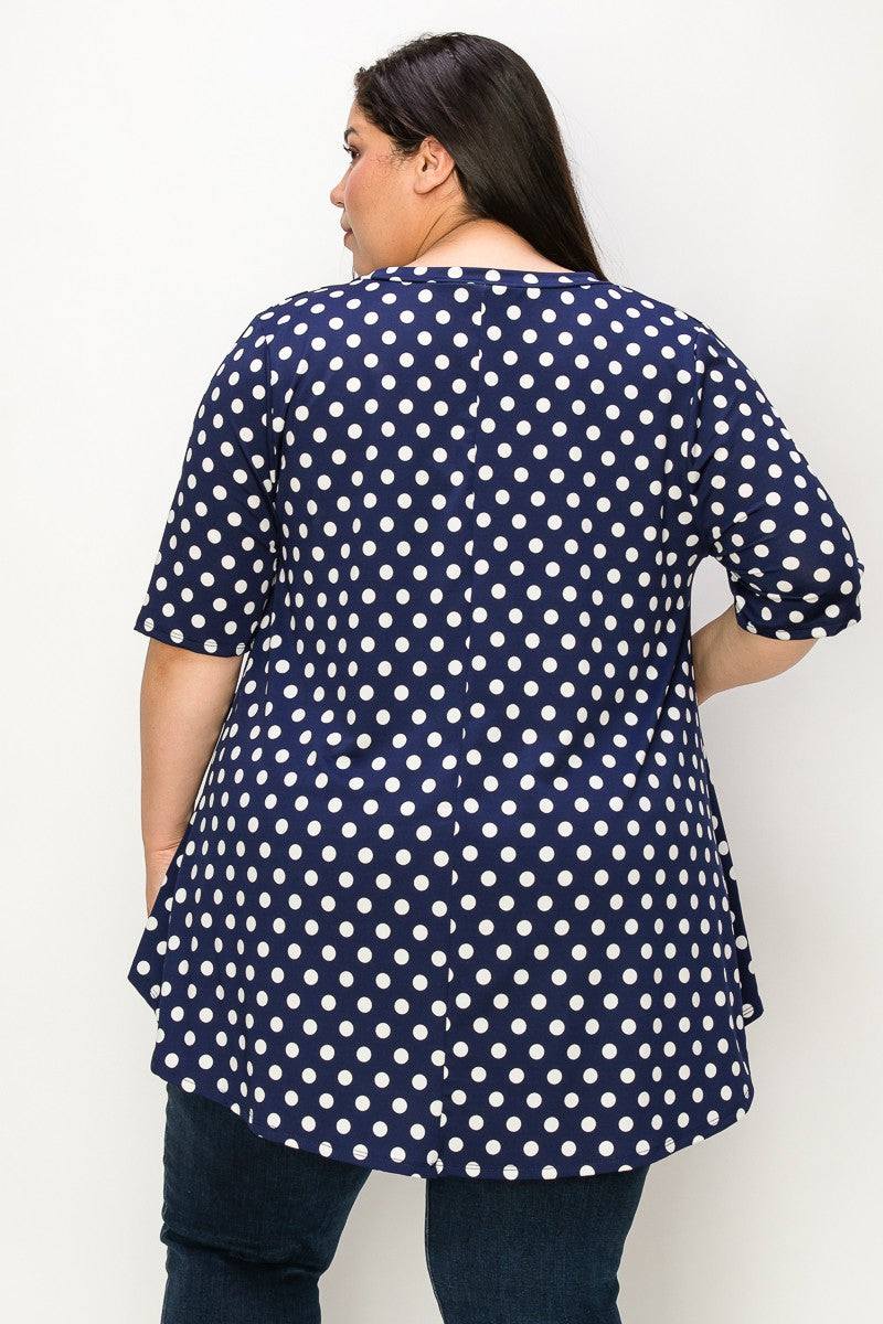 Extra Plus Size V-neck Short Sleeves Tunic Top