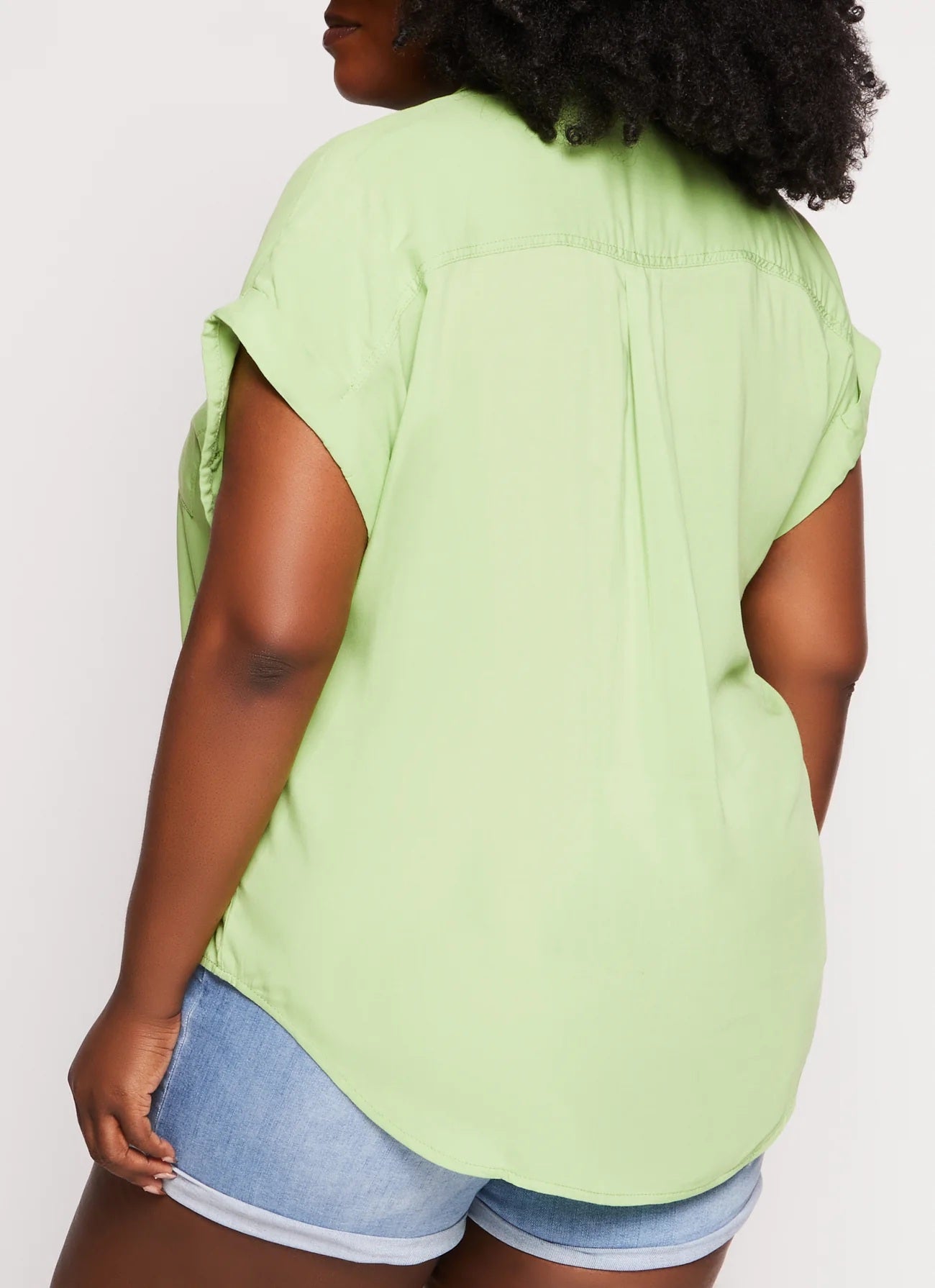 Plus Size Short Sleeve Button Front High Low Shirt