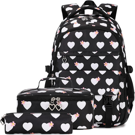 Girls Backpack Set Heart-print