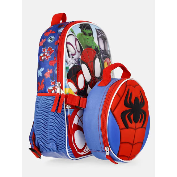 Marvel Spidey and Friends 14" Toddler Backpack with Lunch Kit - Blue