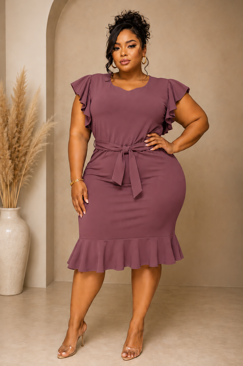 Ruffle me down plus dress