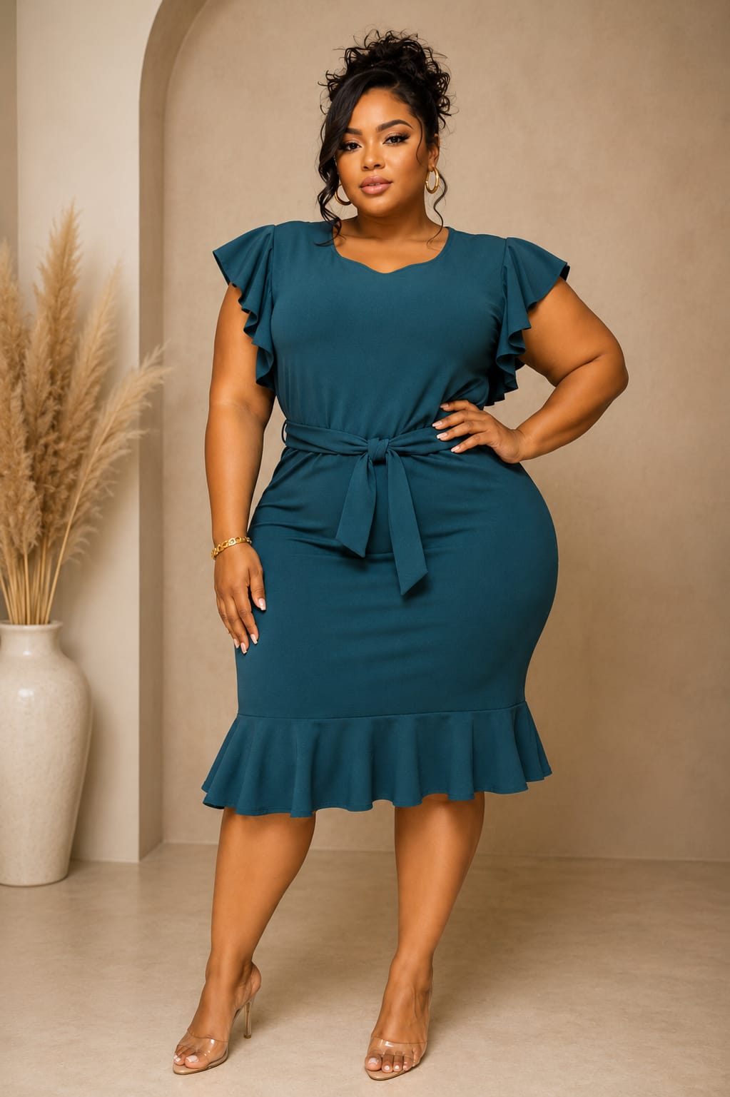 Ruffle me down plus dress