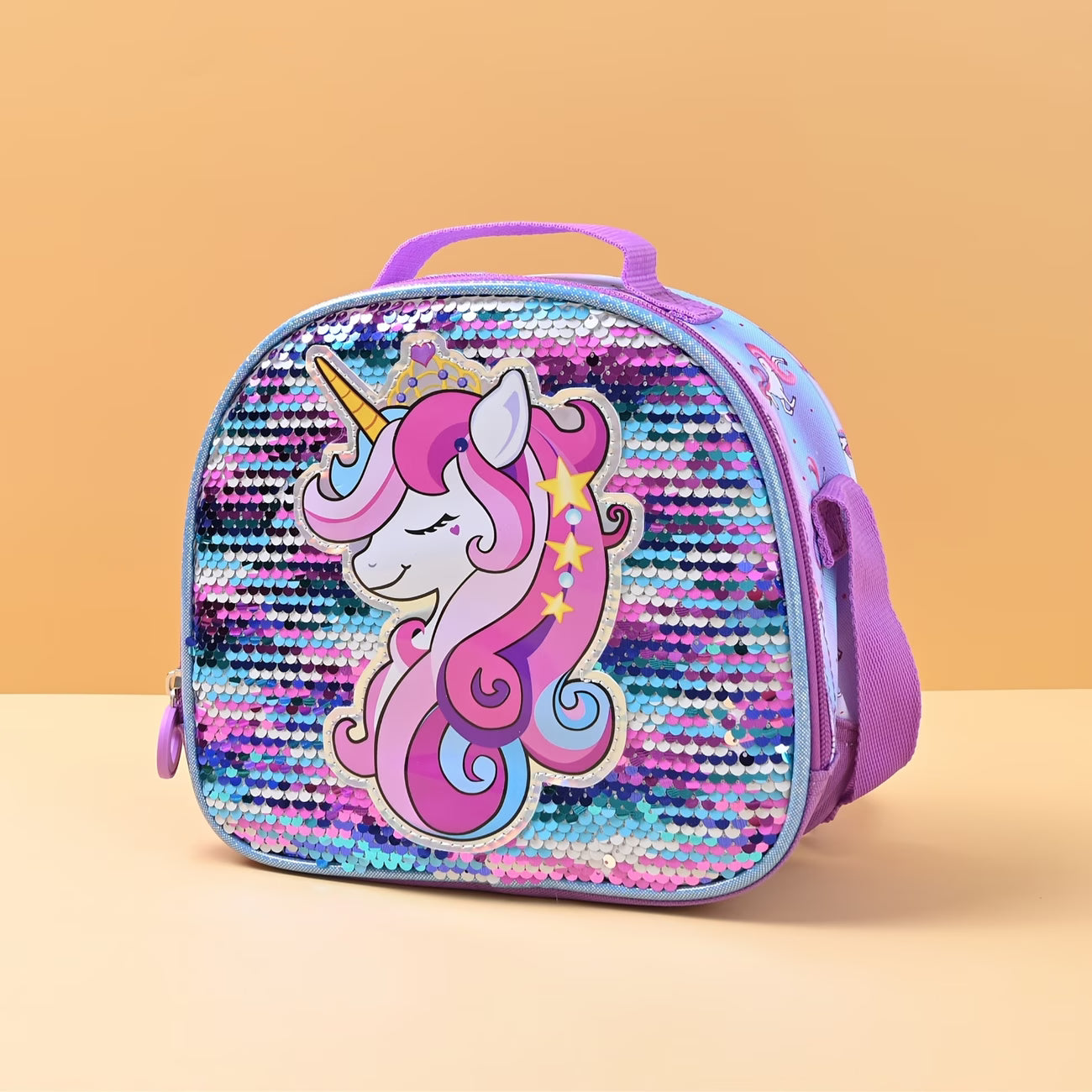 Unicorn sequin 3 pc backpack set