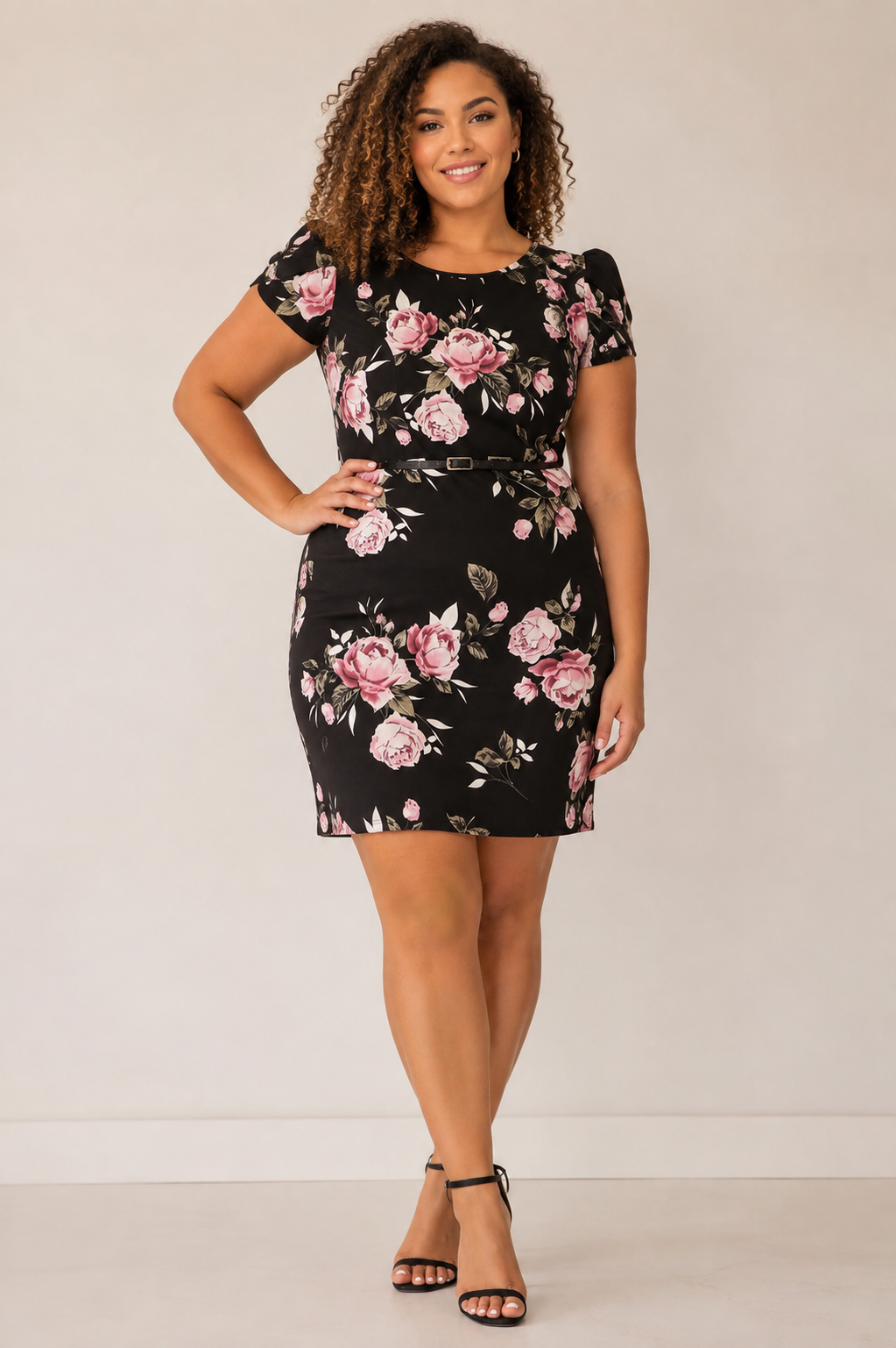Plus size, floral print, pull on sheath dress