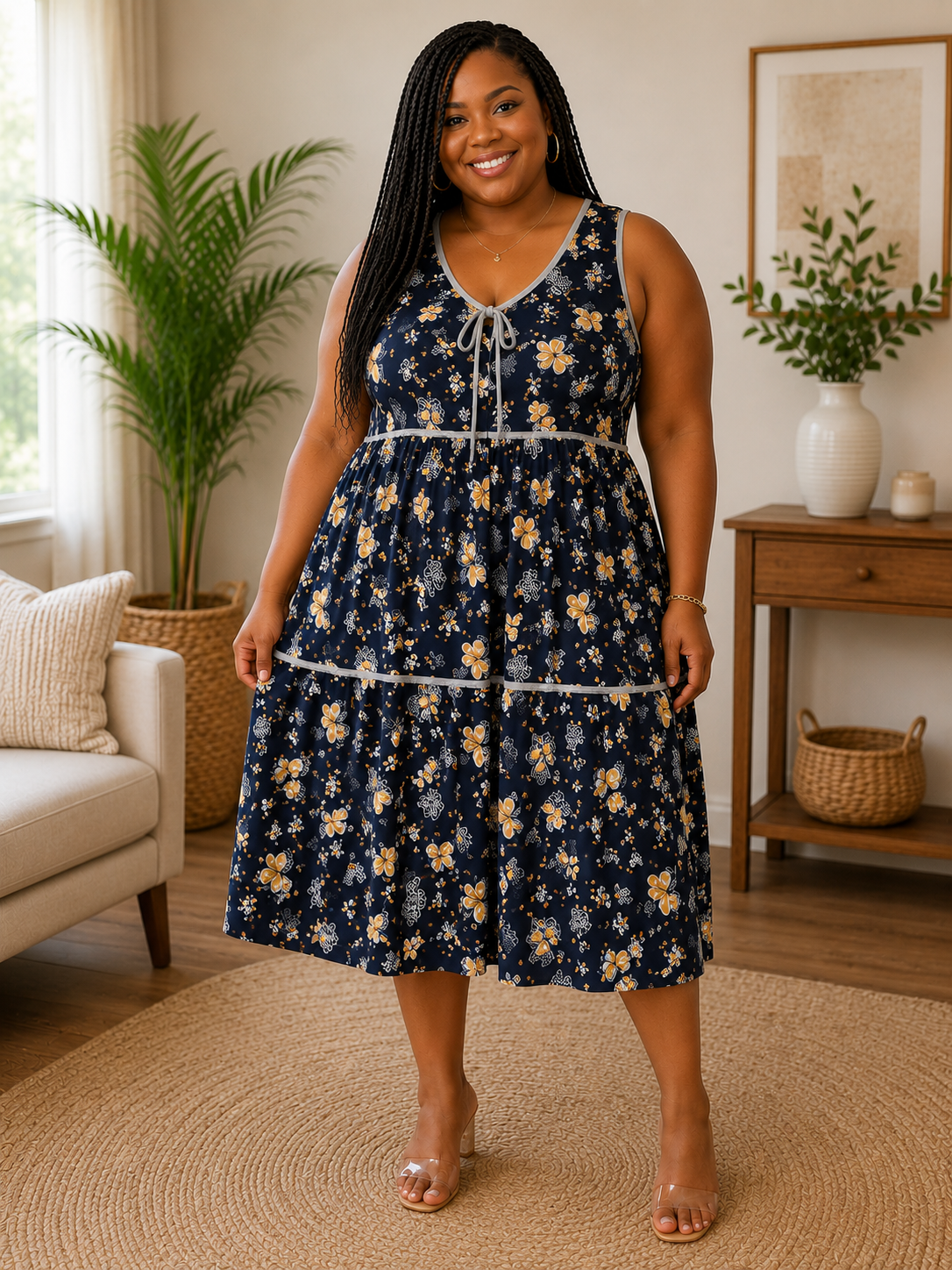 Tiered microfibre dress