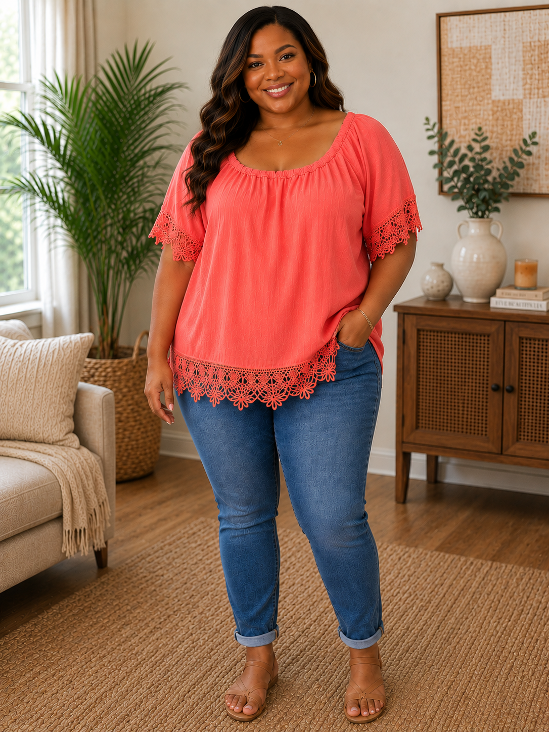 Rayon lace top