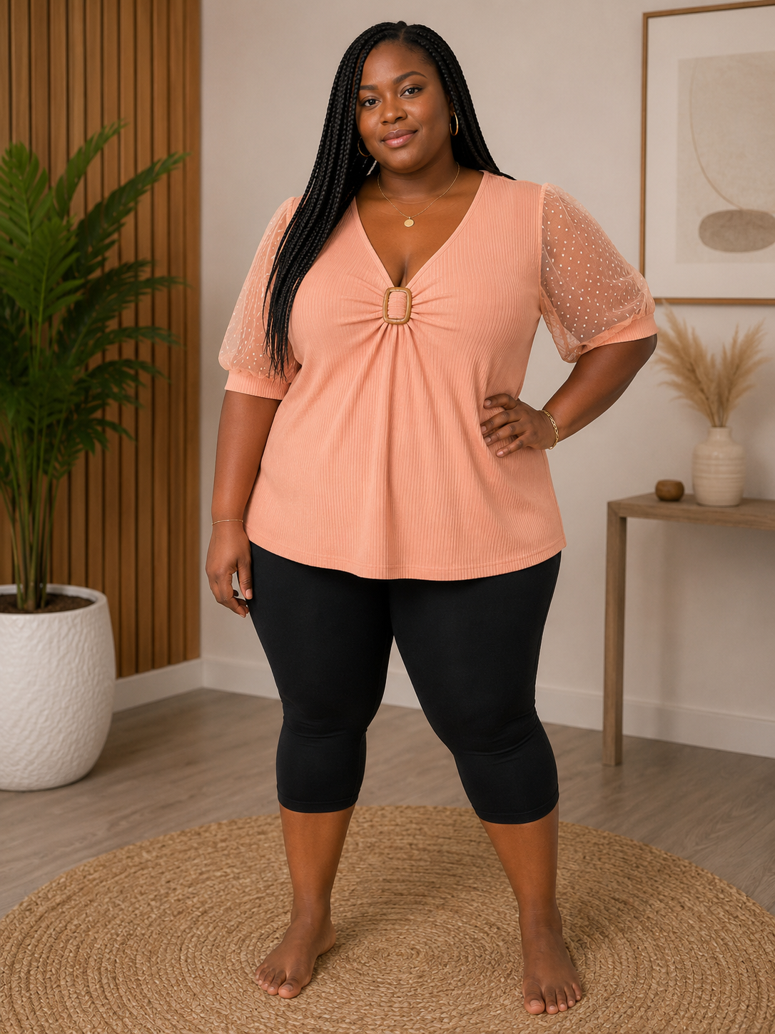 Sheer sleeve plus top