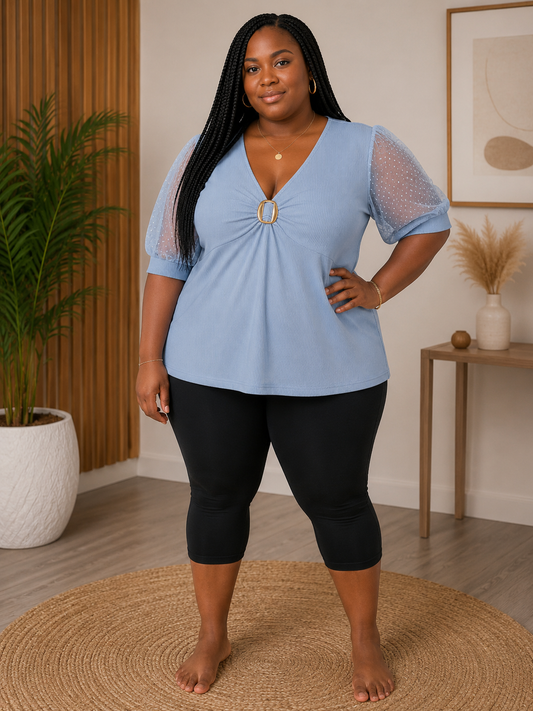 Sheer sleeve plus top