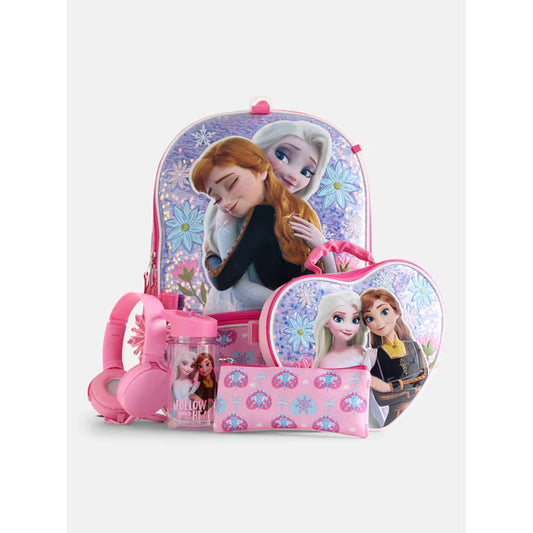 Disney Frozen Elsa and Anna Sequined Backpack Set with Lunch Bag, 6 Piece