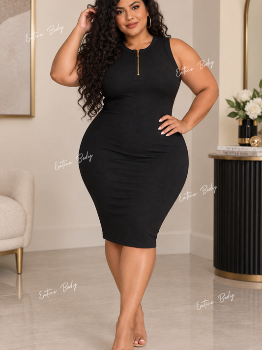 Zipper Neckline Causal Dress