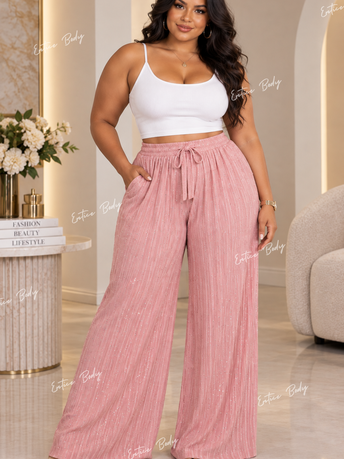 Plus palazzo glitter accent