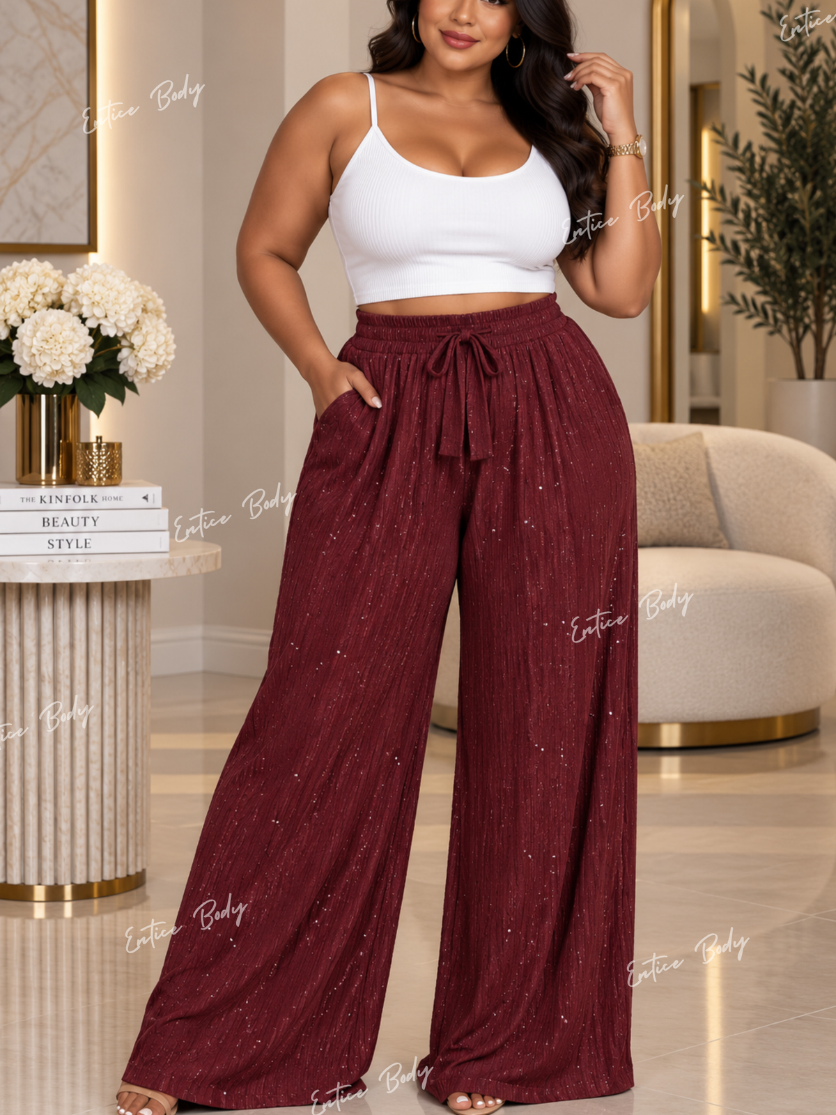 Plus palazzo glitter accent