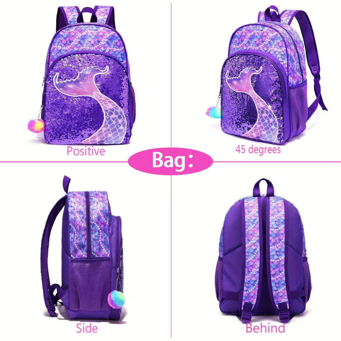 Purple sequin mermaid 3 pc set
