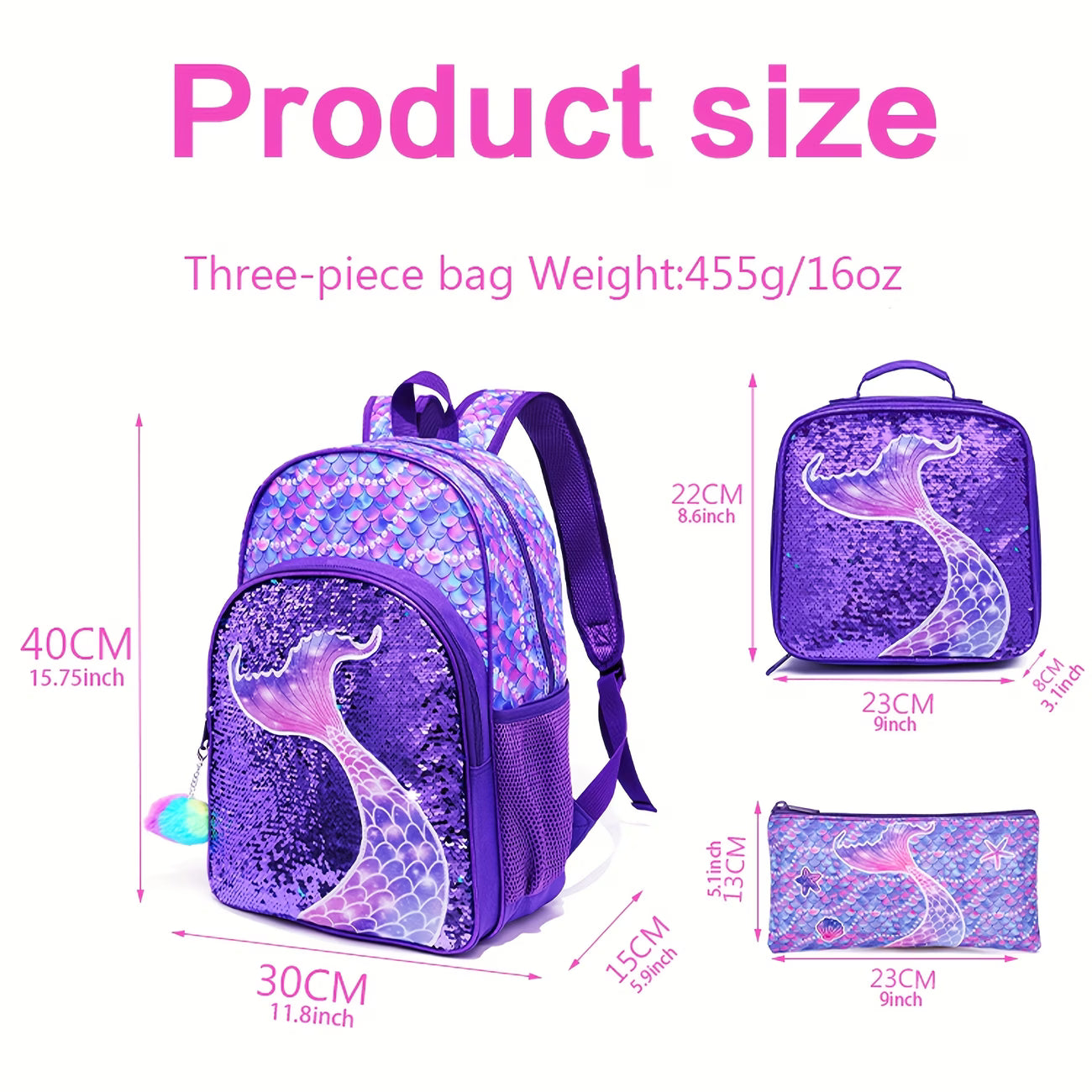 Purple sequin mermaid 3 pc set