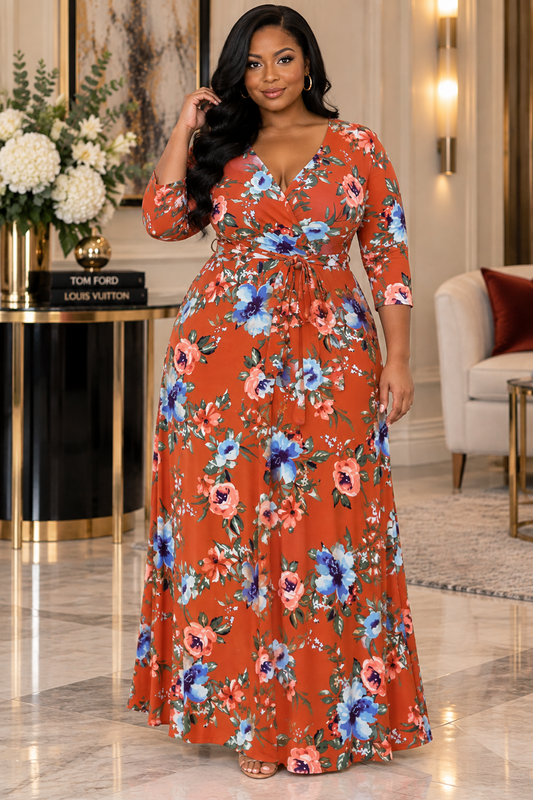 Rust Floral Plus Maxi