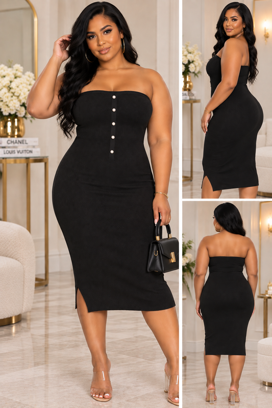 Faux Pearl Detail Sweater Tube Dress
