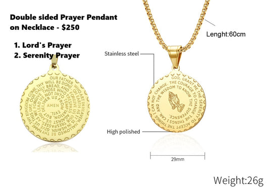 2 Sided Prayer Coin Necklace