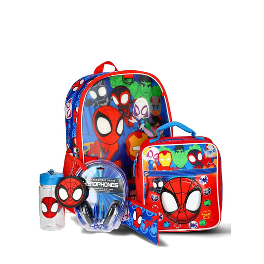 Marvel Spidey & Friends 6-Piece Backpack Set With Headphone - Blue (Copy)