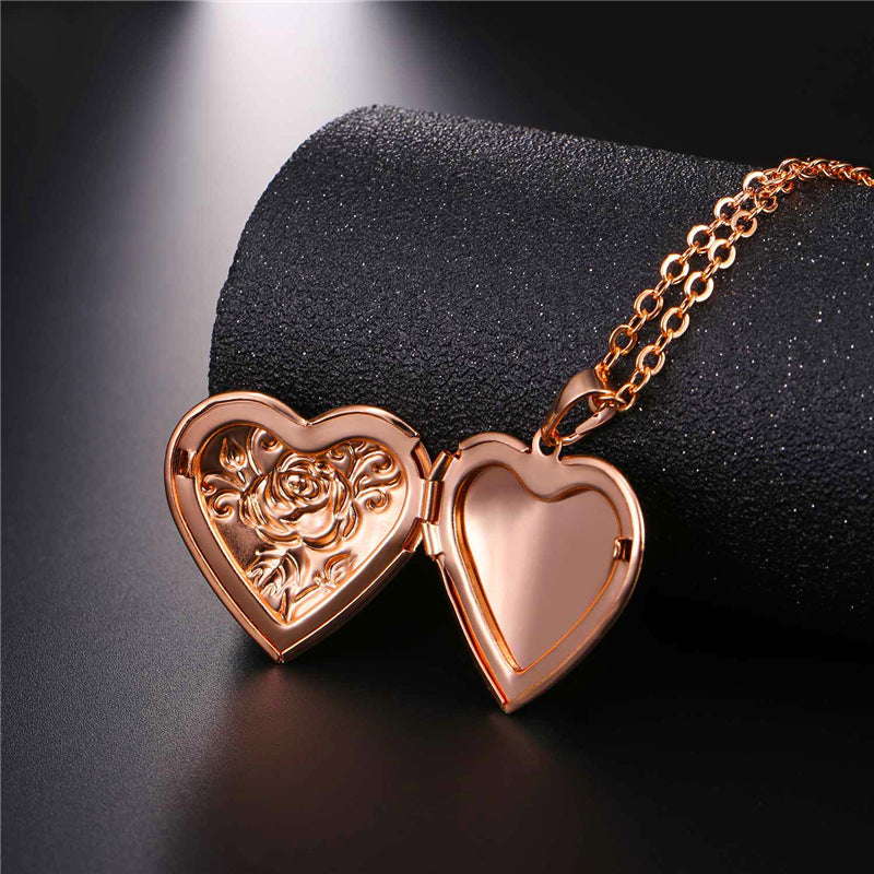 Heart locket with Flower Engraved